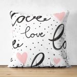 - Suet-K-2082 - Realhomes Çift Taraflı Love Dijital Baskılı Pembe Kalpli Dekoratif Süet Yastık Kırlent Kılıfı Realhomes
