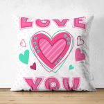 Puanlı Love You Dijital Baskılı Çift Taraflı Dijital Baskılı Süet Kırlent Kılıfı Realhomes