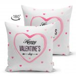 - Suet-K-2084-1 - Realhomes  Çift Taraflı Kalp Motifli Happy Valentine's Day Dijital Baskılı Süet Kırlent Kılıfı Realhomes