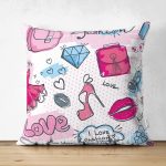 - Suet-K-2087 - Realhomes  Fashion Aksesuar Desenli Çift Taraflı Dijital Baskılı Süet Yastık Kırlent Kılıfı Realhomes