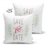 - Suet-K-2091-1 - Realhomes  Çift Taraflı Save The Date Başaklı Dijital Baskılı Süet Kırlent Kılıfı Realhomes