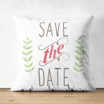 - Suet-K-2091 - Realhomes  Çift Taraflı Save The Date Başaklı Dijital Baskılı Süet Kırlent Kılıfı Realhomes