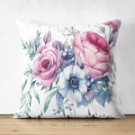 - Suet-K-2093 - Realhomes Realhomes Çift Taraflı Özel Tasarım Çiçek Desenli Dijital Baskılı Süet Kırlent Kılıfı Realhomes