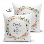 - Suet-K-2099-1 - Realhomes  Çift Taraflı Özel Tasarım İsimli Çiçek Desenli Dijital Baskılı Süet Kırlent Kılıfı Realhomes