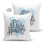 - Suet-K-2103-1 - Realhomes  Çift Taraflı Love Heart Yazı Desenli Dijital Baskılı Modern Süet Yastık Kırlent Kılıfı Realhomes