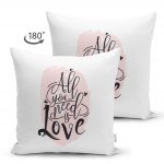 - Suet-K-2107-1 - Realhomes Çift Taraflı Özel Tasarım Yazı Desenli Dijital Baskılı Modern Süet Yastık Kırlent Kılıfı Realhomes