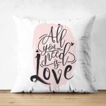 - Suet-K-2107 - Realhomes Çift Taraflı Özel Tasarım Yazı Desenli Dijital Baskılı Modern Süet Yastık Kırlent Kılıfı Realhomes