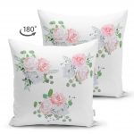 - Suet-K-2112-1 - Realhomes  Çift Taraflı Özel Tasarım Çiçek Temalı Dijital Baskılı Dekoratif Süet Kırlent Kılıfı Realhomes