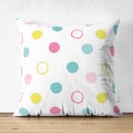 - Suet-K-2115 - Realhomes Çift Taraflı Renkli Puantiyeli Dijital Baskılı Dekoratif Süet Kırlent Kılıfı Realhomes