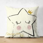 - Suet-K-2116 - Realhomes  Çift Taraflı Modern Yıldız Desenli Dijital Baskılı Dekoratif Süet Yastık Kılıfı Realhomes