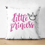 - Suet-K-2120 - Realhomes  Çift Taraflı Little Princess Yazı Desenli Dijital Baskılı Süet Yastık Kırlent Kılıfı Realhomes