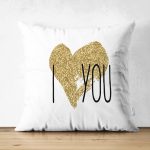 - Suet-K-2124 - Realhomes  Çift Taraflı I Love You Aşk Temalı Dijital Baskılı Modern Süet Kırlent Kılıfı Realhomes