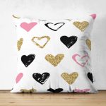 Çift Taraflı Renkli Kalp Desenli Dijital Baskılı Dekoratif Süet Yastık Kılıfı Realhomes