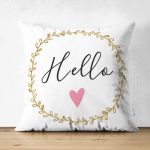 Çift Taraflı Hello Yaldız Desenli Dijital Baskılı Modern Süet Kırlent Kılıfı Realhomes