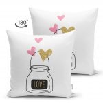 Çift Taraflı Love Kalp Desenli Dijital Baskılı Dekoratif Süet Yastık Kılıfı Realhomes