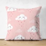 - Suet-K-2139 - Realhomes Çift Taraflı Modern Bulut Desenli Dijital Baskılı Modern Süet Yastık Kılıfı Realhomes