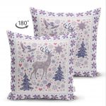 - Suet-K-214-1 - Realhomes  Çift Taraflı Geyik Desenli Dijital Baskılı Dekoratif Süet Yastık Kırlent Kılıfı Realhomes