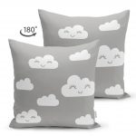 - Suet-K-2140-1 - Realhomes  Çift Taraflı Gri Zeminli Bulut Motifli Dijital Baskılı Dekoratif Süet Kırlent Kılıfı Realhomes