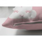 - Suet-K-2141-2 - Realhomes  Çift Taraflı Pembe Zeminli Bulut Desenli Dijital Baskılı Süet Kırlent Kılıfı Realhomes