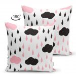 - Suet-K-2149-1 - Realhomes  Çift Taraflı Renkli Bulut Desenli Dijital Baskılı Dekoratif Süet Kırlent Kılıfı Realhomes