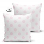- Suet-K-2157-1 - Realhomes  Çift Taraflı Pudra Puantiyeli Dijital Baskılı Dekoratif Kırlent Süet Yastık Kılıfı Realhomes