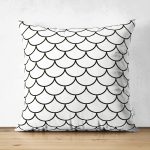 Çift Taraflı Siyah Geometrik Desenli Dijital Baskılı Modern Süet Yastık Kılıfı Realhomes