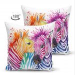 - Suet-K-217-1 - Realhomes Çift Taraflı Zebra Desenli Dijital Baskılı Dekoratif Süet Yastık Kırlent Kılıfı Realhomes