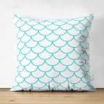 - Suet-K-2170 - Realhomes  Çift Taraflı Mavi Geometrik Desenli Dijital Baskılı Modern Süet Kırlent Kılıfı Realhomes