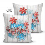 - Suet-K-218-1 - Realhomes Çift Taraflı Merry Christmas Dijital Baskılı Modern Süet Yastık Kırlent Kılıfı Realhomes