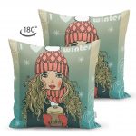 - Suet-K-2181-1 - Realhomes  Çift Taraflı Kış Temalı Pop Art Desenli Dijital Baskılı Modern Süet Yastık Kılıfı Realhomes