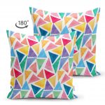Çift Taraflı Renkli Geometrik Resimli Dijital Baskılı Modern Süet Kırlent Kılıfı Realhomes