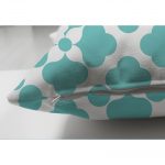 - Suet-K-2189-2 - Realhomes  Çift Taraflı Turkuaz Renkli Yonca Desenli Dijital Baskılı Süet Yastık Kılıfı Realhomes