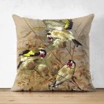 Çift Taraflı Saka Kuşlu Dijital Baskılı Dekoratif Süet Yastık Kırlent Kılıfı Realhomes