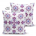 - Suet-K-2200-1 - Realhomes Çift Taraflı Renkli Çiçek Desenli Dijital Baskılı Dekoratif Süet Yastık Kılıfı Realhomes