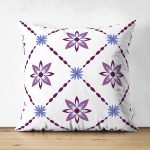 - Suet-K-2201 - Realhomes  Çift Taraflı Modern Çiçek Temalı Dijital Baskılı Dekoratif Süet Kırlent Kılıfı Realhomes