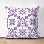 - Suet-K-2202 - Realhomes  Çift Taraflı Özel Tasarım Çiçek Resimli Dijital Bakılı Modern Süet Yastık Kılıfı Realhomes