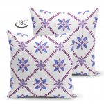- Suet-K-2207-1 - Realhomes  Renkli Çiçek Desenli Çift Taraflı Dijital Baskılı Dekoratif Süet Yastık Kılıfı Realhomes