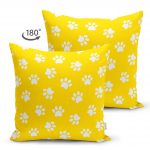 - Suet-K-2209-1 - Realhomes Sarı Zeminli Pati Resimli Çift Taraflı Dijital Baskılı Dekoratif Süet Kırlent Kılıfı Realhomes