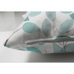 - Suet-K-2210-2 - Realhomes  Mavi Yapraklar Özel Tasarım Çift Taraflı Modern Süet Yastık Kırlent Kılıfı Realhomes