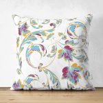 - Suet-K-2211 - Realhomes Çini Desenli Çift Taraflı Dijital Baskılı Dekoratif Süet Kırlent Kılıfı Realhomes