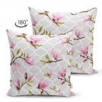 - Suet-K-2212-1 - Realhomes  Geometrik Zeminli Çiçek Temalı Çift Taraflı Modern Süet Yastık Kılıfı Realhomes