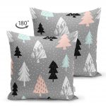- Suet-K-2223-1 - Realhomes  Gri Zeminli Ağaç Temalı Çift Taraflı Dijital Baskılı Dekoratif Süet Yastık Kılıfı Realhomes
