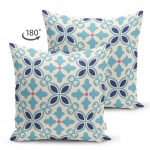 - Suet-K-2228-1 - Realhomes  Modern Çini Desenli Çift Taraflı Dijital Baskılı Dekoratif Süet Kırlent Kılıfı Realhomes