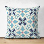 - Suet-K-2228 - Realhomes  Modern Çini Desenli Çift Taraflı Dijital Baskılı Dekoratif Süet Kırlent Kılıfı Realhomes