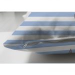 - Suet-K-2230-2 - Realhomes Mavi Çizgili Fashion Girl Çift Taraflı Dijital Baskılı Dekoratif Süet Yastık Kılıfı Realhomes