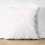 - Suet-K-2235 - Realhomes  Fuşya Renkli Zigzag Desenli Çift Taraflı Dijital Baskılı Modern Süet Kırlent Kılıfı Realhomes