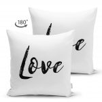 - Suet-K-2238-1 - Realhomes  Love Yazı Desenli Çift Taraflı Dijital Baskılı Dekoratif Süet Yastık Kırlent Kılıfı Realhomes
