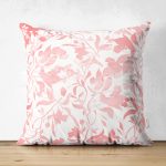 - Suet-K-2242 - Realhomes Pembe Yaprak Temalı Çift Taraflı Dijital Baskılı Süet Yastık Kırlent Kılıfı Realhomes