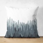 Orman Temalı Çift Taraflı Dijital Baskılı Modern Kırlent Süet Yastık Kılıfı Realhomes