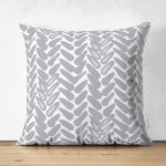 - Suet-K-2246 - Realhomes  Geometrik Desenli Çift Taraflı Dijital Baskılı Modern Süet Kırlent Kılıfı Realhomes